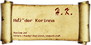 Héder Korinna névjegykártya